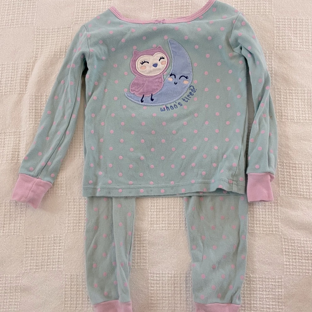 3T girls blue owl pajamas